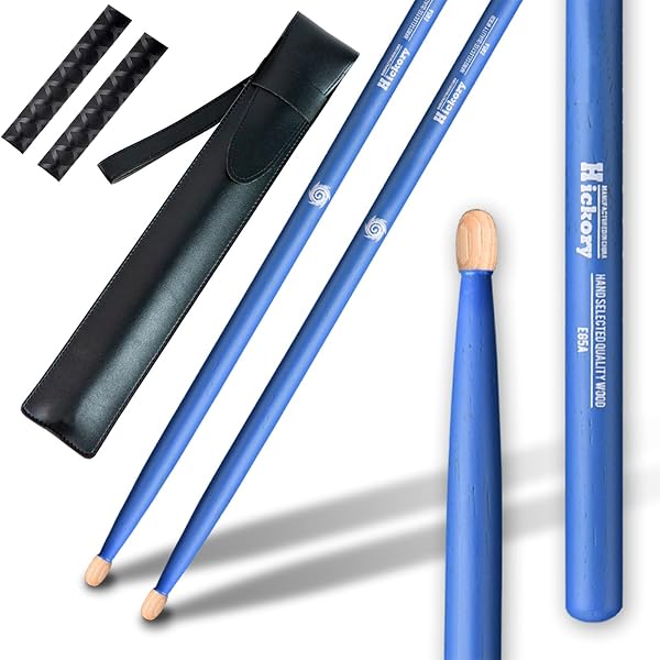 AMTAM 5A Hickory Drumsticks with Anti-Slip Handles