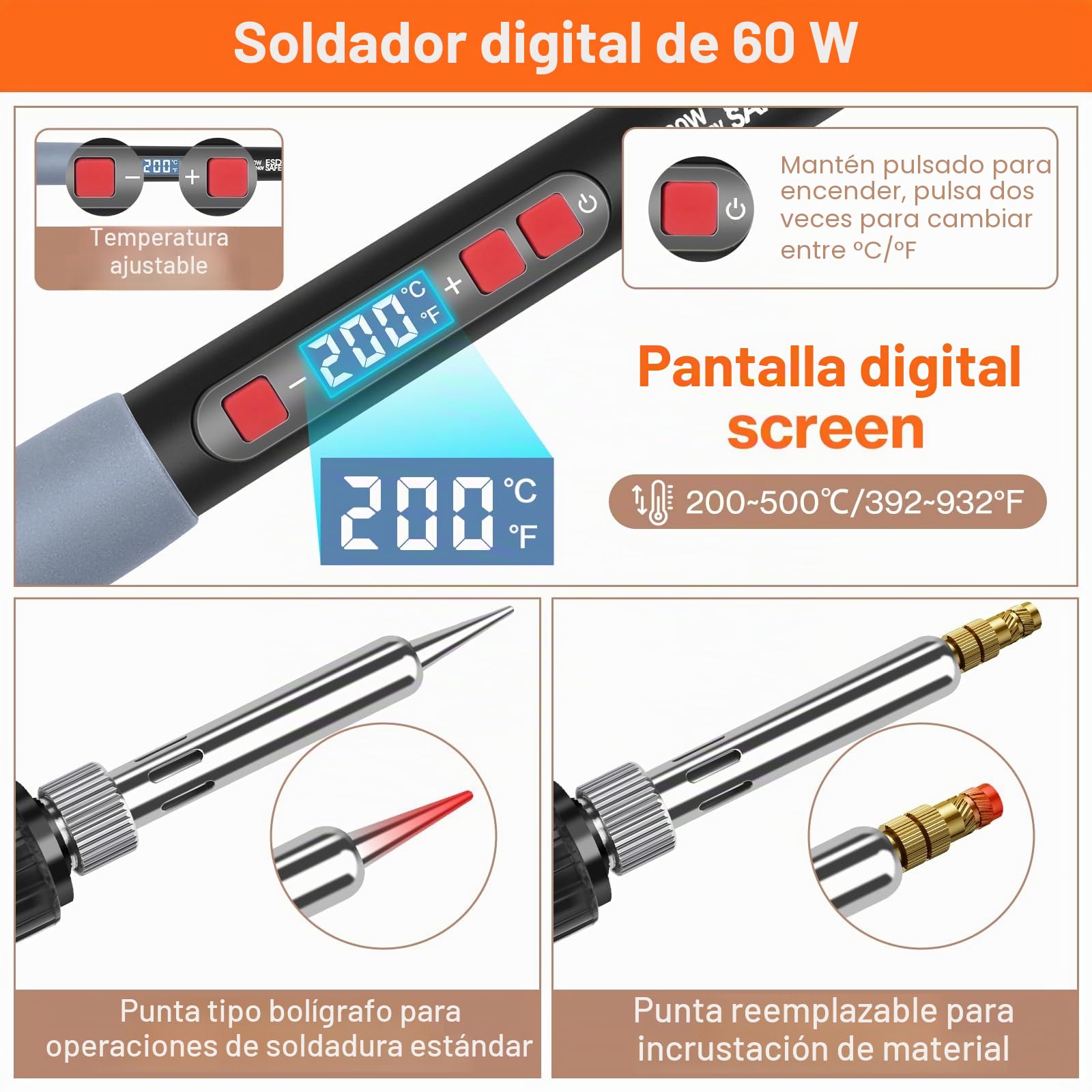 Inserto Roscado M3, Juego de Tornillos Roscados Preciva, Kit de Soldadura (200~500℃), 360 Piezas de Inserto Roscado Metálico M3 con Tornillos y Pernos Surtidos, Accesorios Compatibles con Impresoras