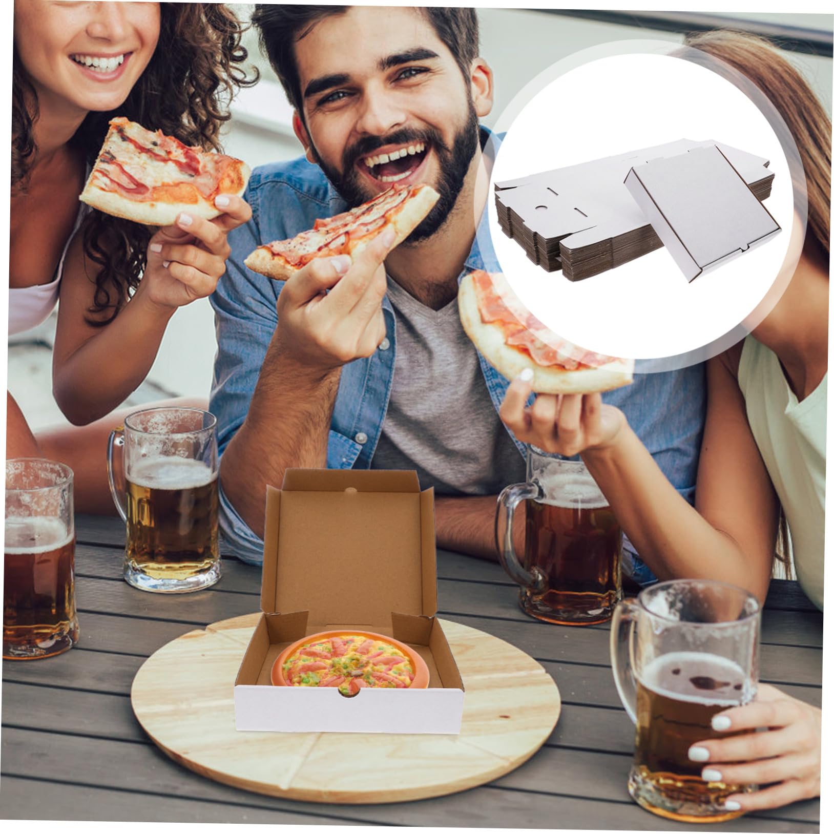 30 Szt. Szt Białych Kartonowych Pudełek Pizzę Cali Trwałe Tekturowe Opakowania Pizzę i Ciasta Wielokrotnego Użytku Zapewniające Świeżość i Ochronę Żywności Do Wysyłki i