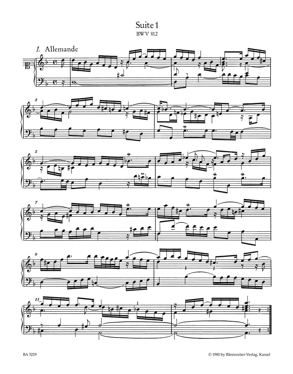 The Six French Suites BWV 812-817; Two Suites in A minor & E flat major BWV 818-819 (Piano)      Sheet music – August 2, 2000