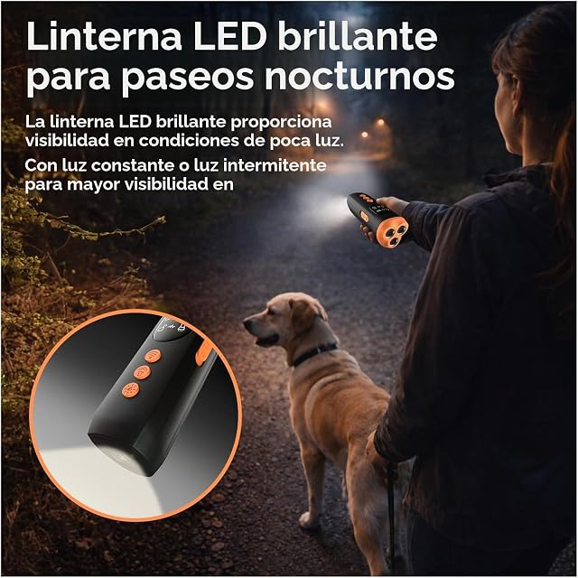 Foto 5 de 8 de MMOBIEL Dispositivo Antiladridos para Perros Dispositivo Ultrasónico Portátil con Bip, Linterna LED y Pantalla