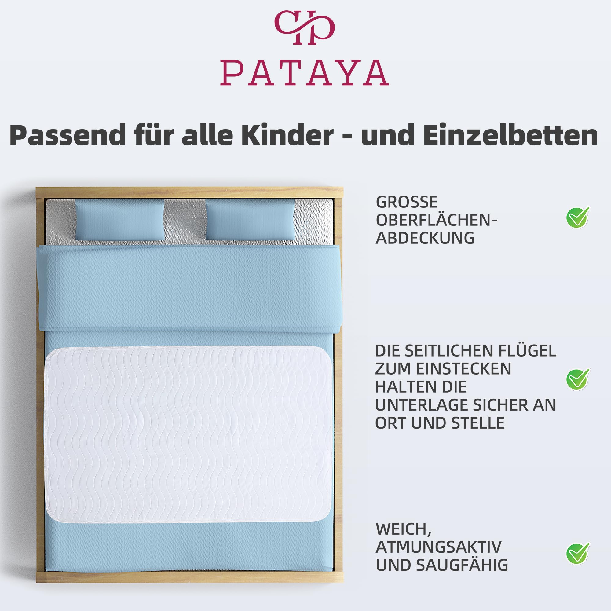 Pataya Set da 2 Traverse Letto 90x160 cm Coprimaterasso OEKO-TEX Standard 100 Impermeabile