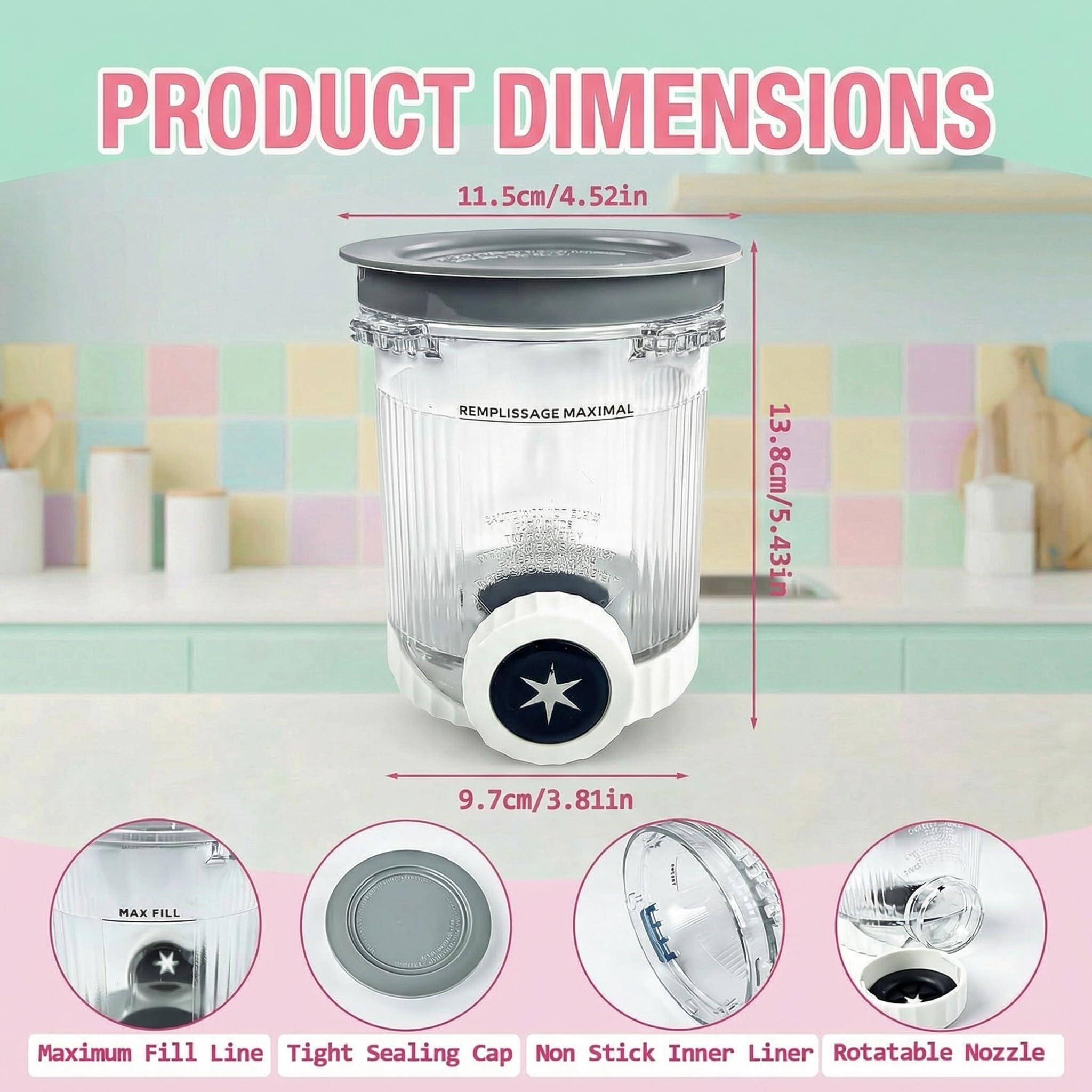 Lot de 4 récipients de rechange, compatibles avec Ninja Swirl by CREAMi NC701EU, NC701, NC700, sans BPA et passe au lave-vaisselle