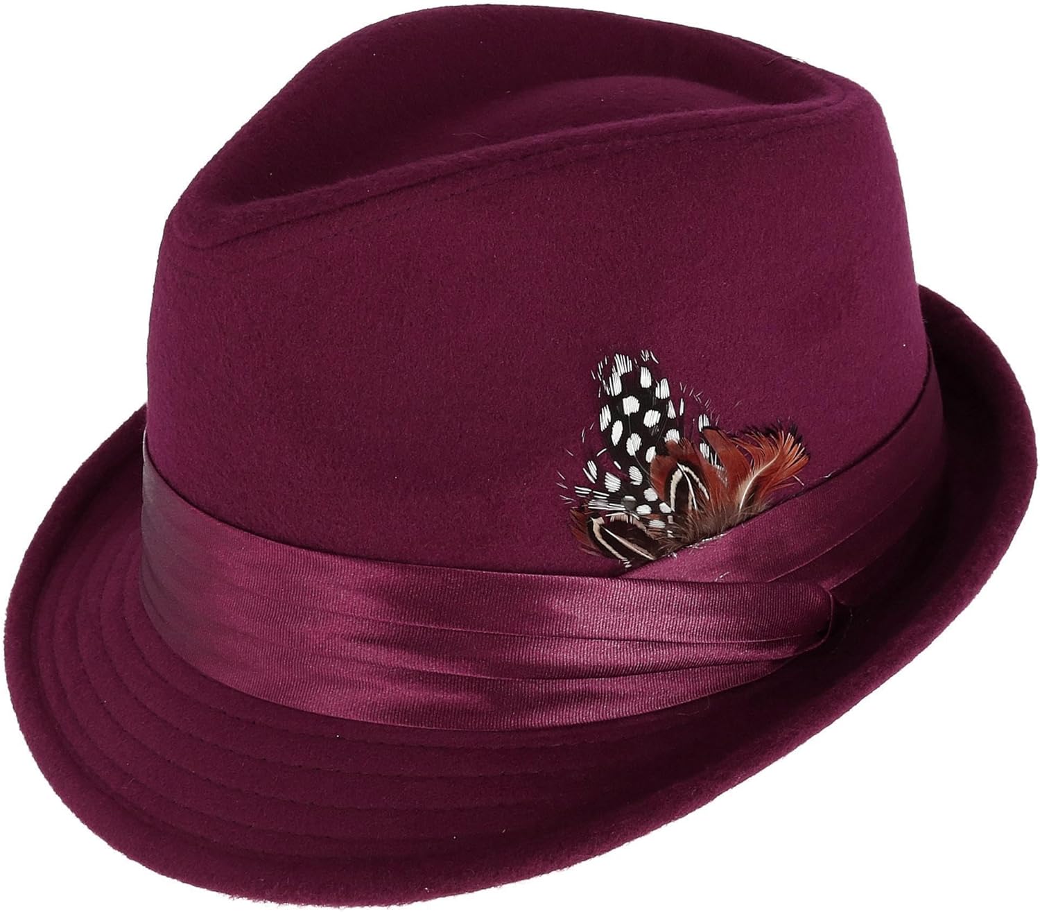 Kenny K Men's Dressy Faux Felt Fedora with Feather
