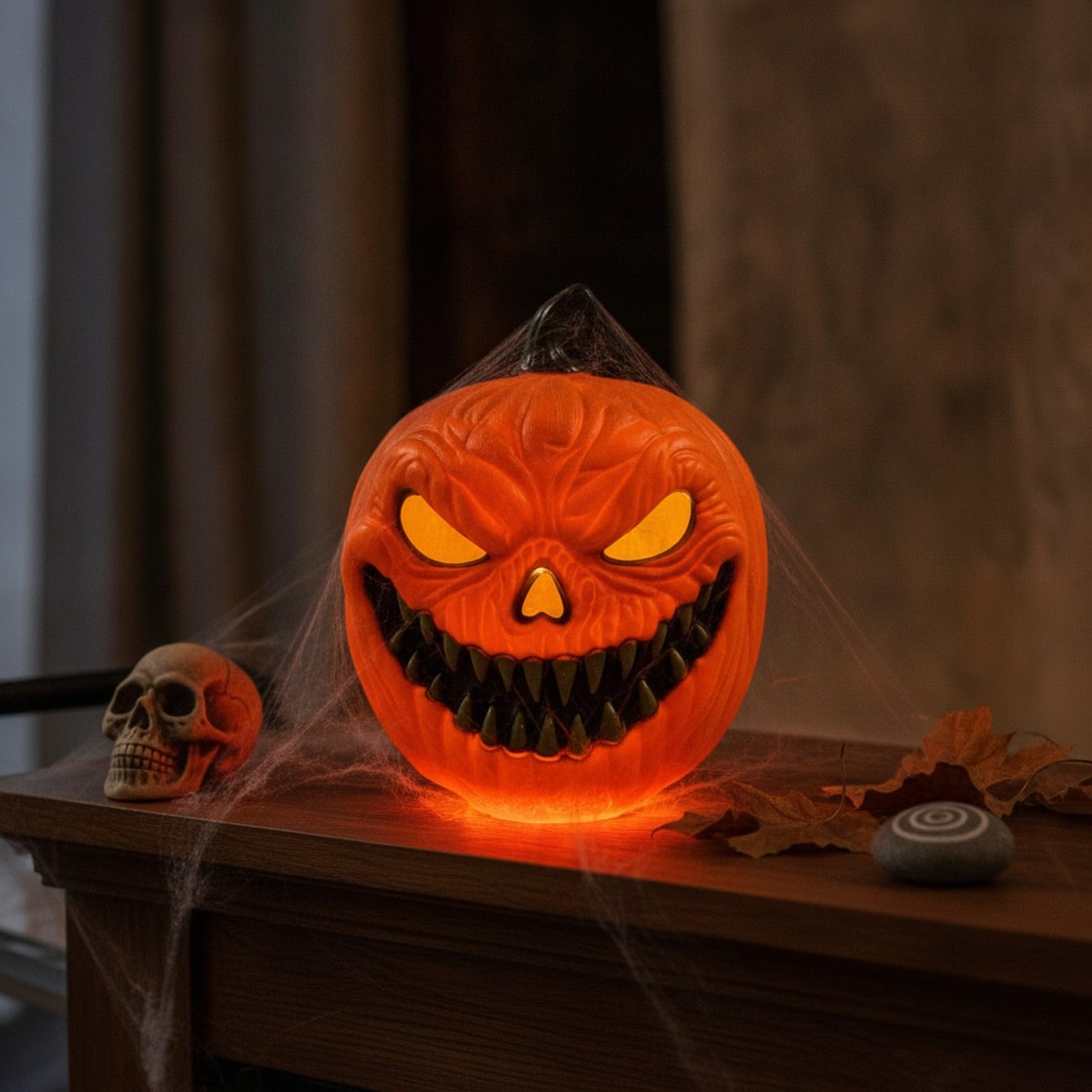 Gralara Zucca Luminosa Festiva Jack-o'-Lantern | Facile da Usare, Zucca di Halloween con Luce, Calda, per Tavolo, Vocale