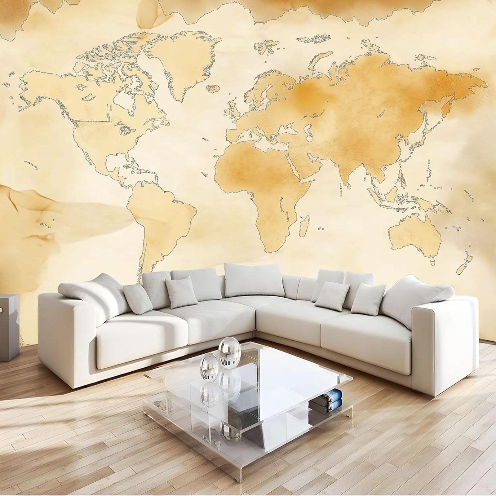 kfjhgbdshhj Non-Woven Photo Wallpaper, map Style, wall Mural for Living Room, Bedroom, Apartment, Tanning, 200cm x 140cm