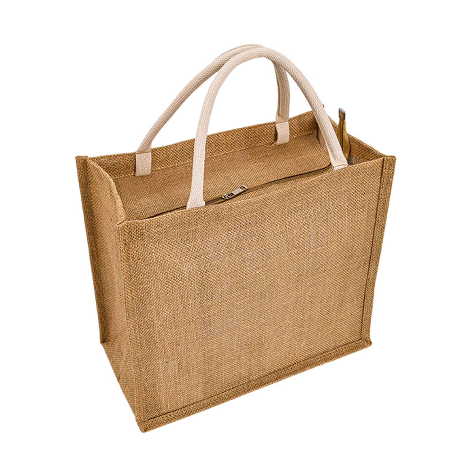 Enigmaire 1003 Styles Hessian Personalised Beach Bag, Strong Jute Shopping Tote, Reusable And Stylish, With Zip, Waterproof, For Lunch, Beach