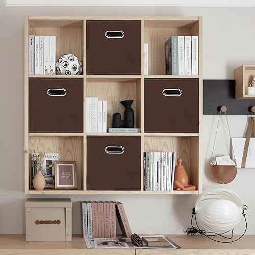 Vista 123 de Cubos de almacenamiento plegables negros, caja de almacenamiento de tela, cestas organizadoras con asas dobles para organizador del hogar