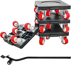 Heavy Furniture Mover with 360° Rotatable Rubber Wheels, Carbon Steel Panel Furniture Lifter for Sofa, Easy to Carry Wardrobes, Washing Machines, Fridge Adjustable Height (Black)