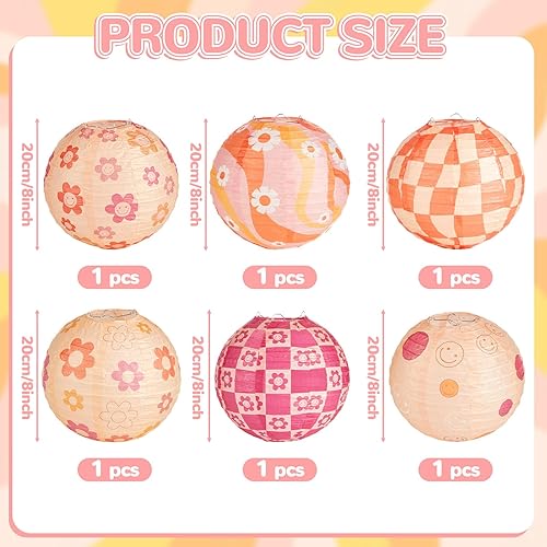Miniatura 2 de 6 linternas de papel colgantes estilo bohemio y bohemio, decoraciones de fiesta retro estilo hippie para aula, boda, baby shower, fiesta de