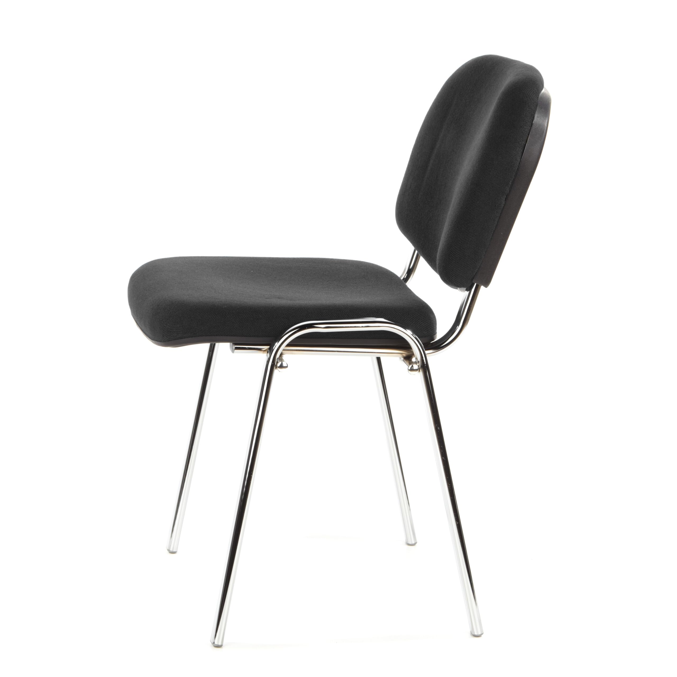 hjh OFFICE 704200 chaise visiteur, chaise de conférence XT 600 C en noir sans accoudoirs, siège empilable par 4, dossier capitonné, siège à 4 pieds, idéal pour les salles de réunion et salles d'attente