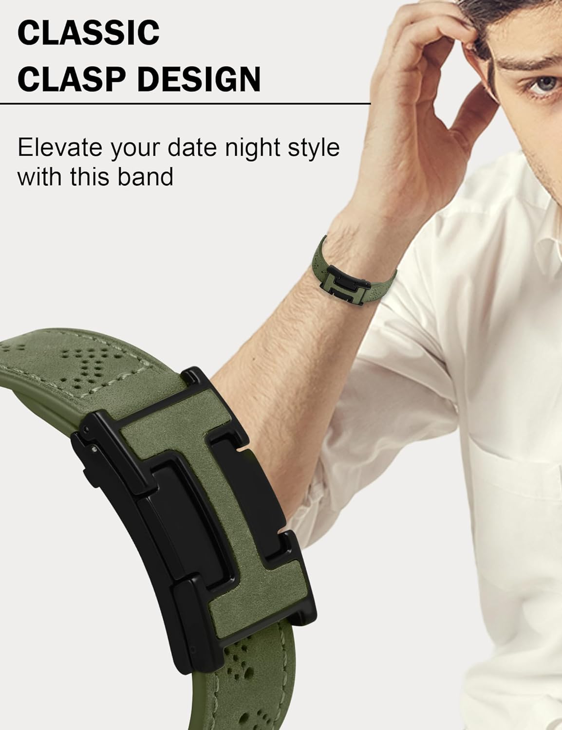 Genuine Leather Watch Band Compatible with Apple Watch Bands 42mm 44mm 45mm 46mm 49mm, Dressy Strap Magnetic Buckle for Women Men iWatch Ultra SE Series 10/9/8/7/6/5/4/3/2/1 - Image 3