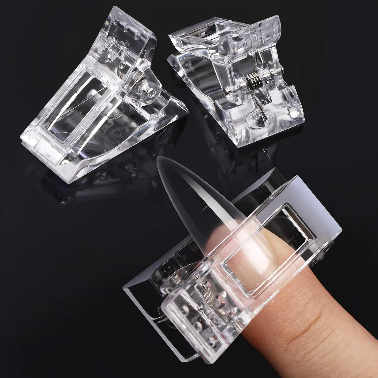 5 Pcs Poly Gel Quick Building Nail Tips Clip Plastic Transparent Finger Extension UV LED Builder Finger Extension Clip Nail Tips Clips for Quick Building DIY Manicure Nail Art Tool