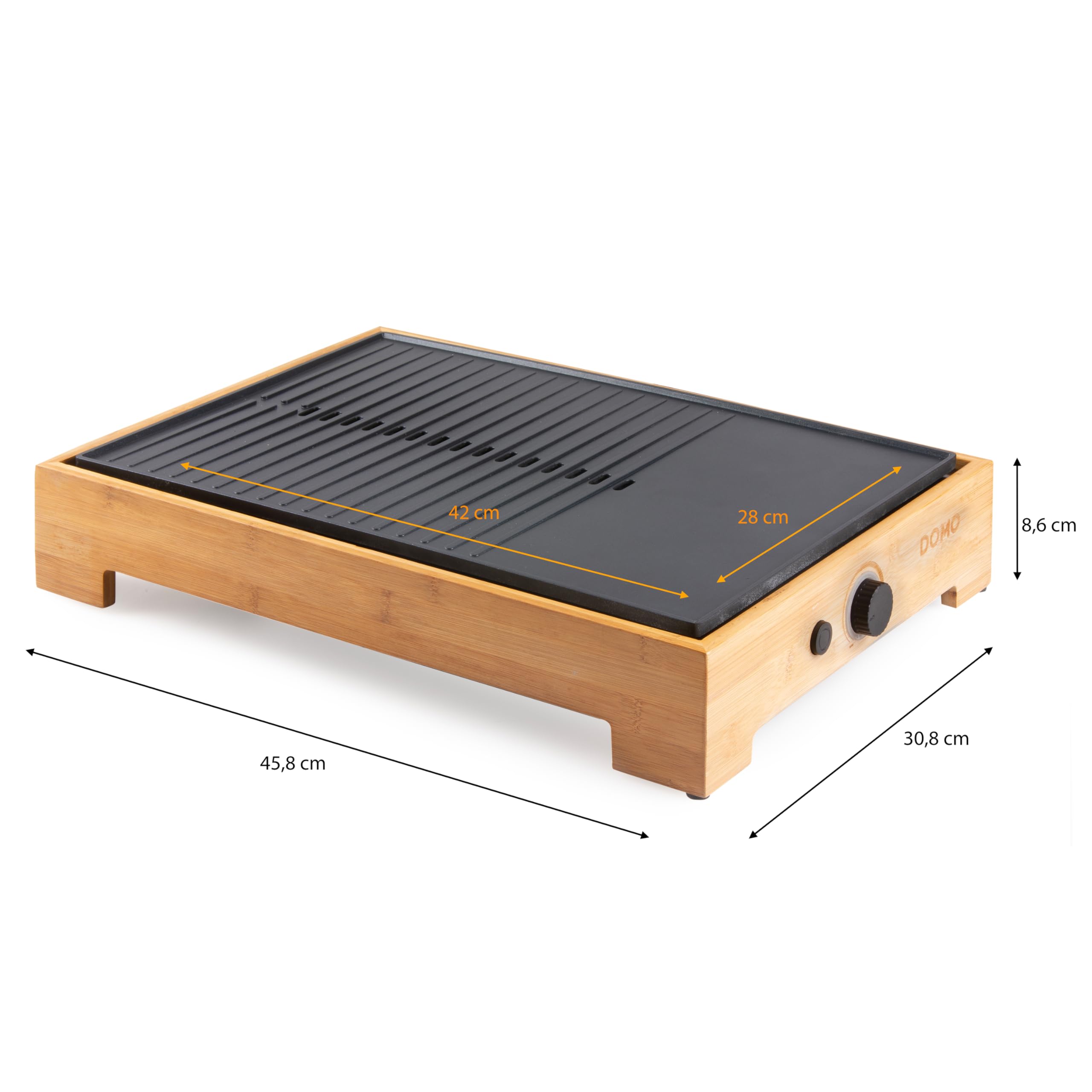 DOMO DO9271G Plancha Grill Bamboo Style 42 x 28 cm - 1800 W