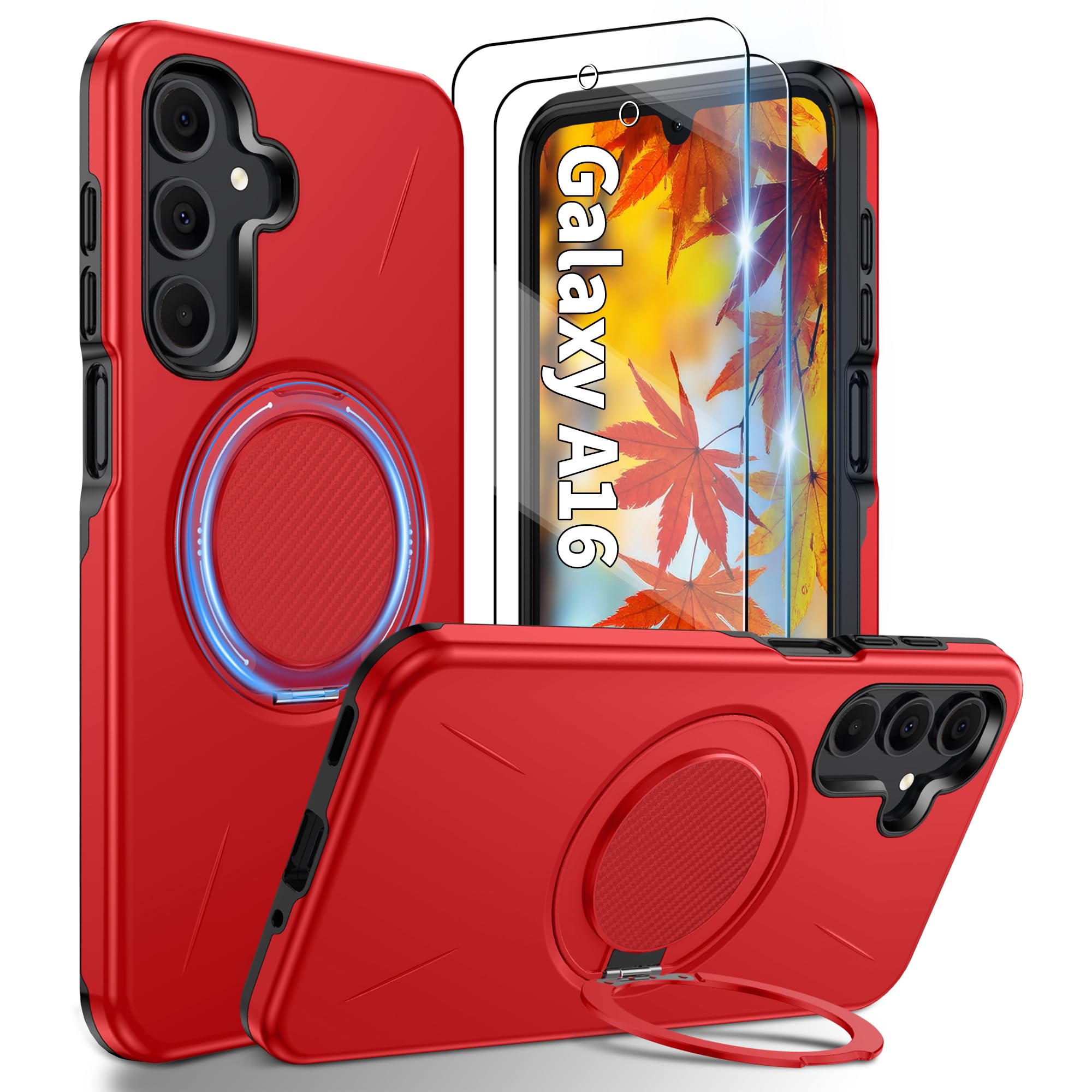 Gritup für Samsung S Serie Gehäuse [Kompatibel mit MagSafe Zubehör]: 2 Stück HD-Bildschirmschutz, eingebauter Kickstand, Dual Layer Stoßdicht, Kamera Guard, Samt Touch