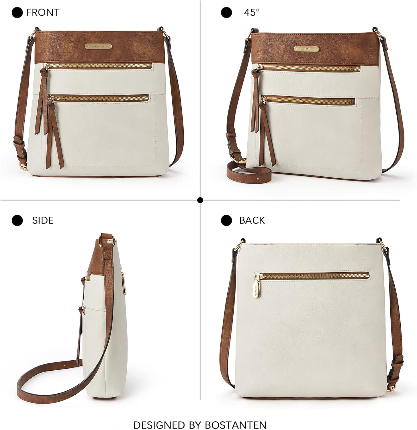 BOSTANTEN Crossbody Purses for Women Medium Shoulder Bag Quilted Handbags with Zipper Pocket - Image 7