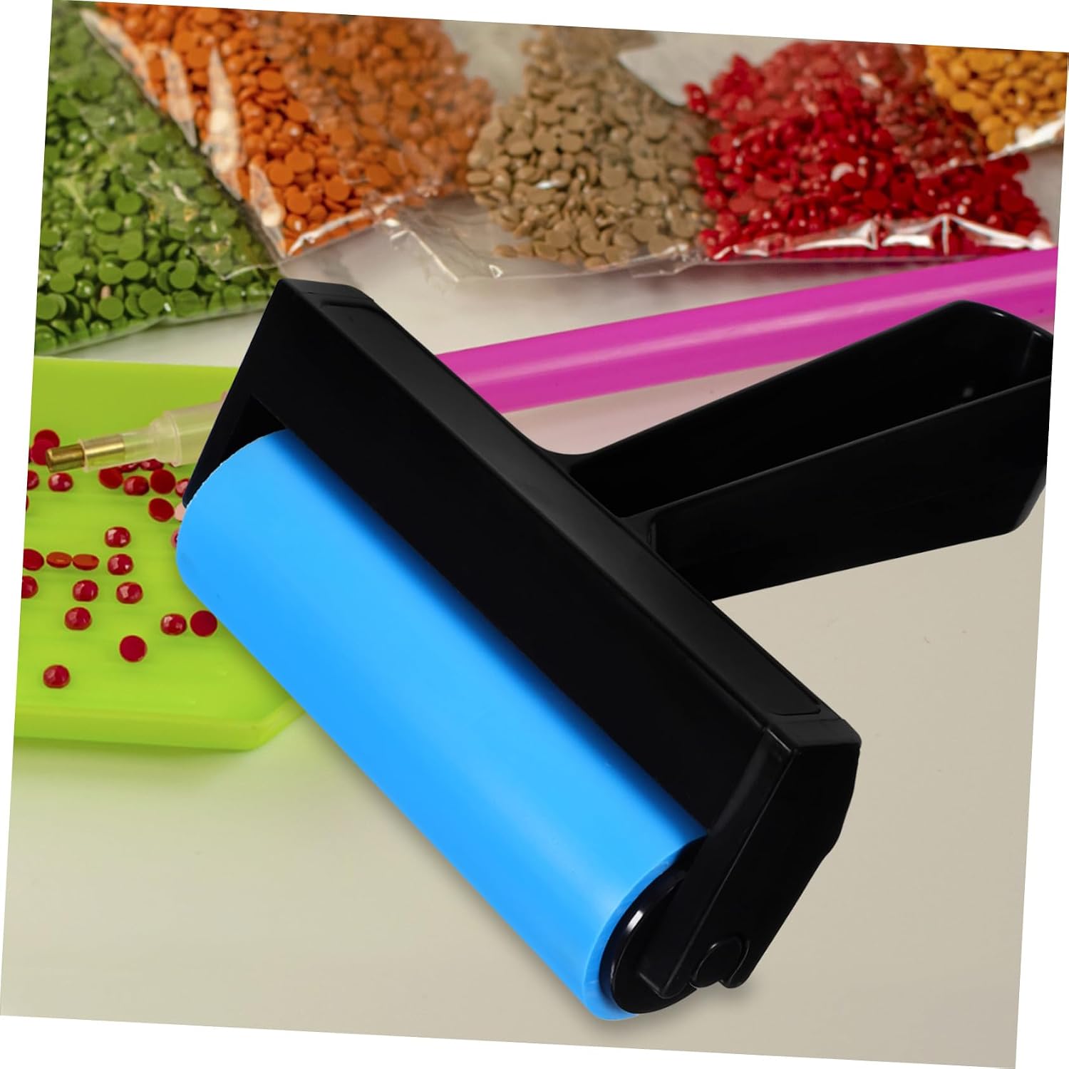 Blue Plastic Roller for Printmaking and Ink Pressing