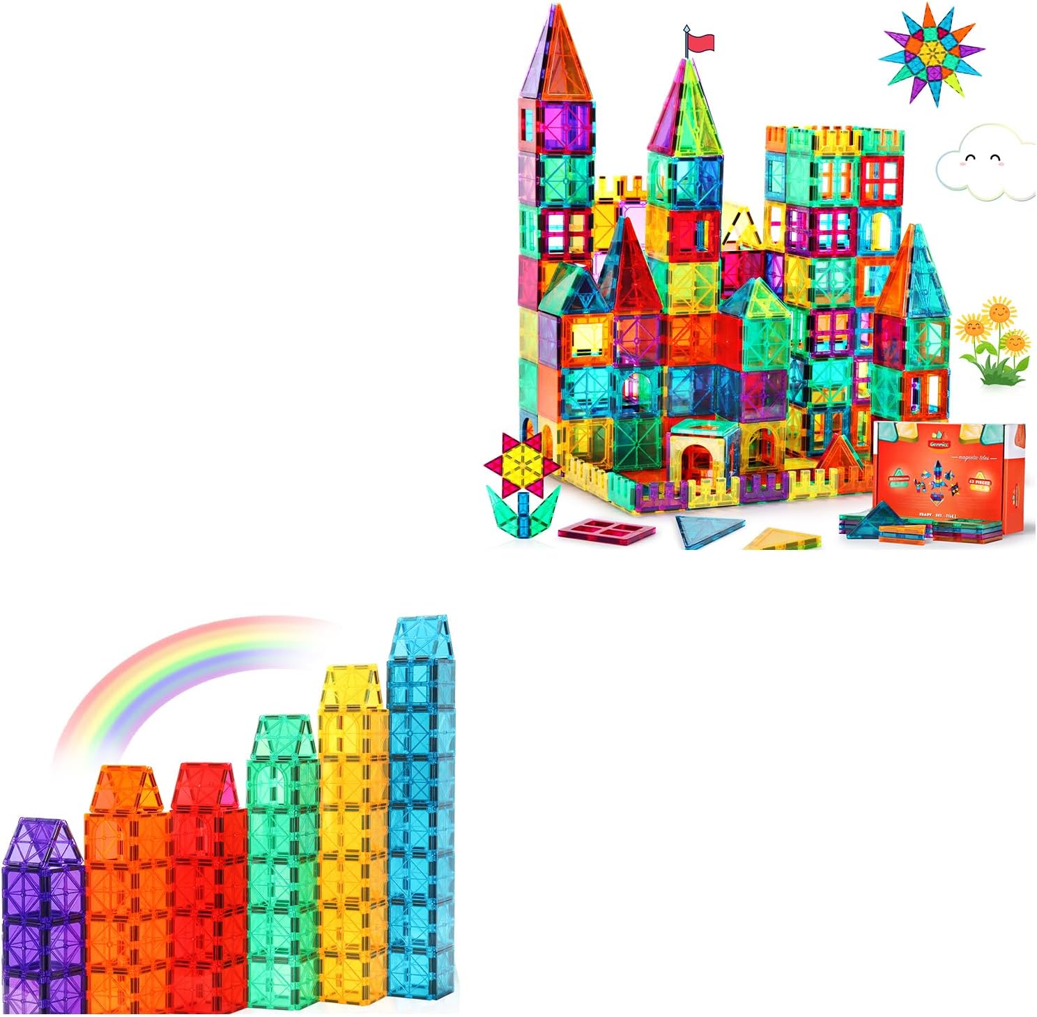 Gemmicc Magnetic Tiles Starter Set + 63 PCS Magnetic Tiles Set
