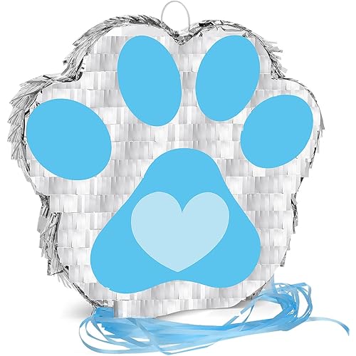 Dog Paw Piñata Small Dog Paw Piñata Themed Birthday Party Supplies Blue Puppy Paw It's Party Woof Themed for Girls Boy Baby Shower