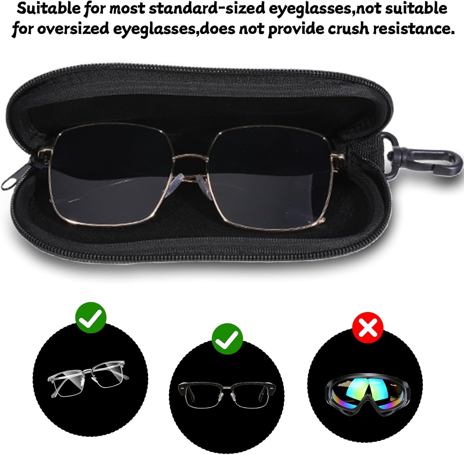 SynHHergyx Sunglass Cases Soft Eyeglass Case 2 Packs Travel Ultra Light Neoprene Eyeglass Pouch Soft Sunglasses Bag with Clip for Men Women