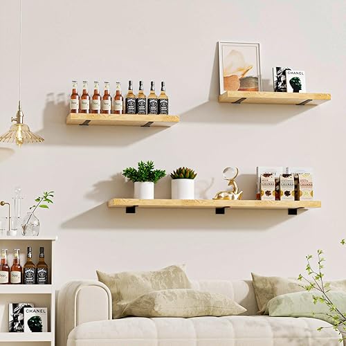 Vista 235 de Paquete de 16 soportes de estante en L ocultos negros de 6 pulgadas (1/5 pulgadas de grosor) soportes flotantes de hierro para estantes industriales