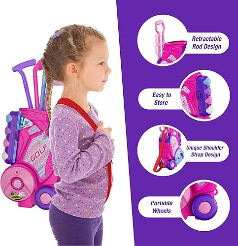 Miniatura 3 de Juego de golf para niños pequeños, palos de golf mejorados con 12 pelotas, tapete de putt, correa para el hombro, juguetes deportivos para