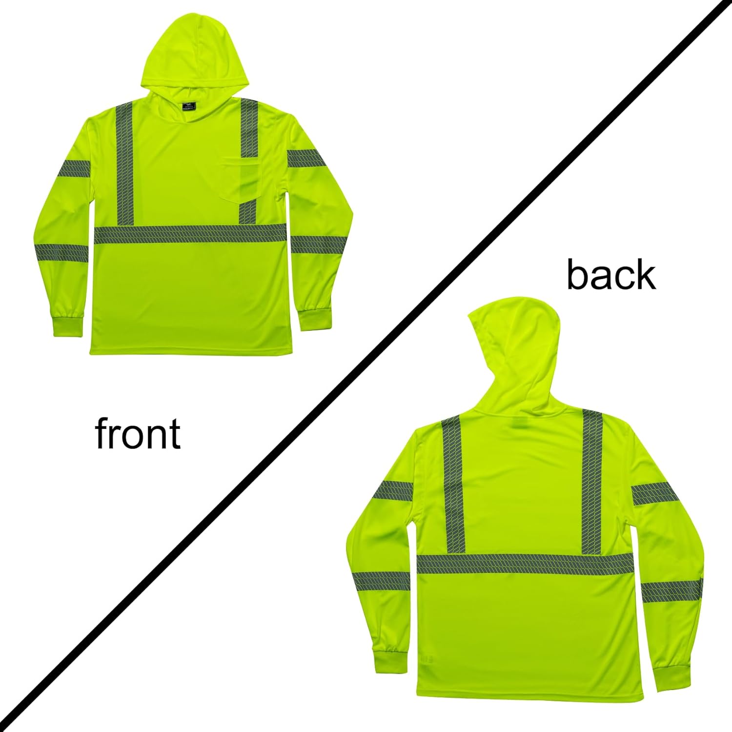 VENDACE Safety Reflective High Visibility Long Sleeve Shirts with Hood Class 3 Hi Vis Construction Breathable Work Shirts - Image 7