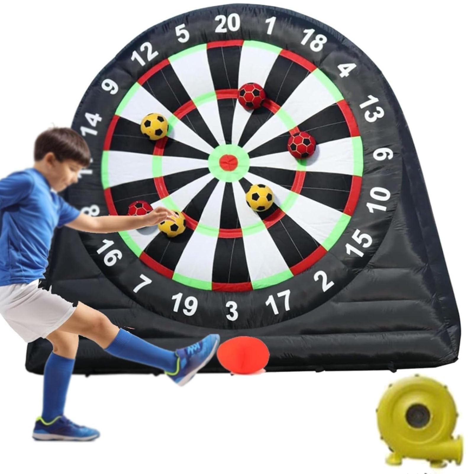 Gigantyczna dmuchana tarcza do gry w rzutki, sportowa tarcza do gry w rzutki idealna na rodzinne przyjęcia dla dorosłych, karnawał, zawiera 8 piłek, dmuchawę A-3M/10FT