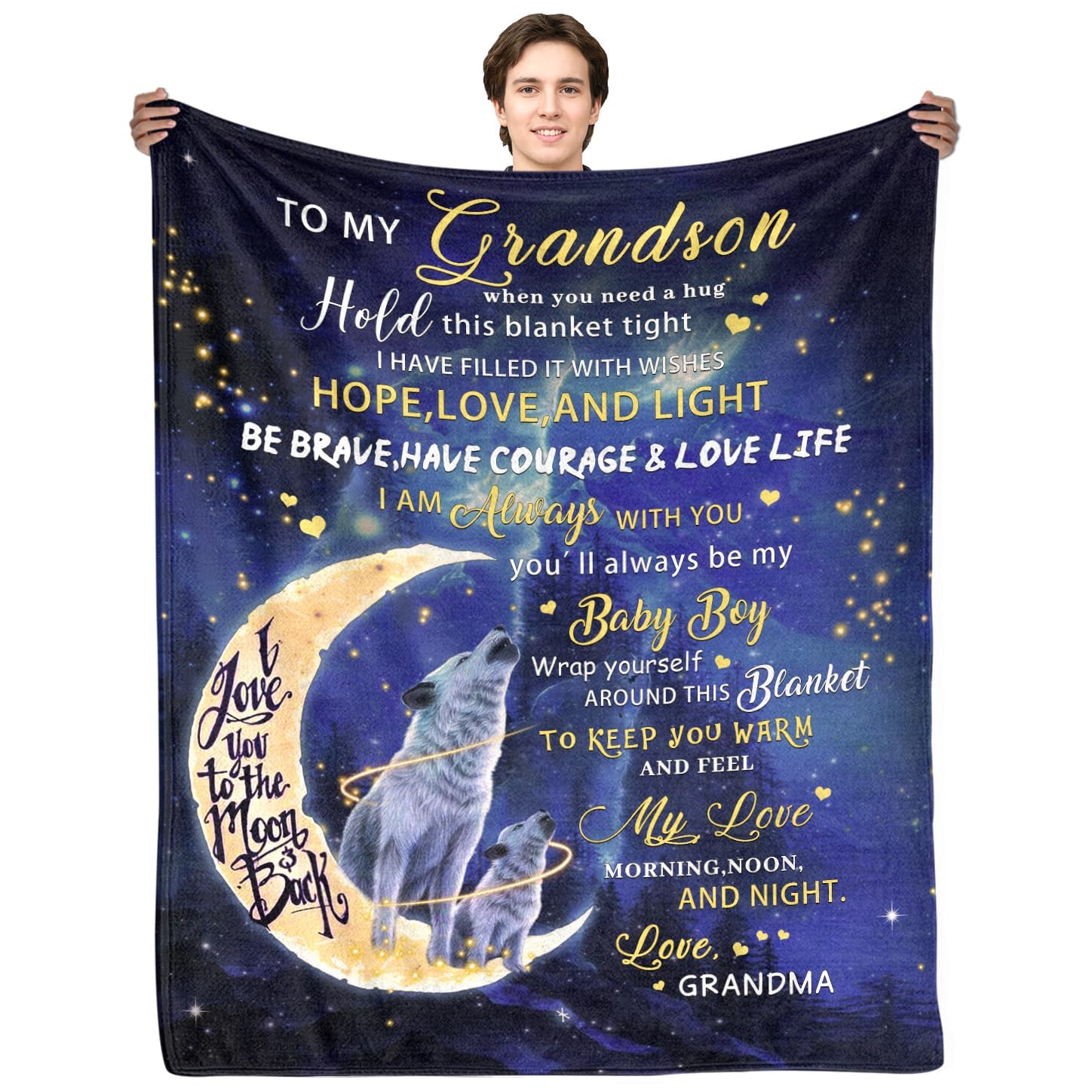FAIVHSO Birthday Gifts for Grandson Blanket for Grandsons from Grandma Flannel Soft Bed Throws for Grandson 50X60in