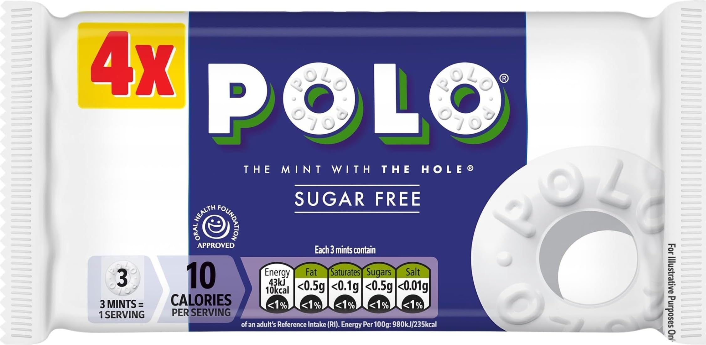 Polo Sugar Free Mint Tube Multipack, 4 x 33.4 g
