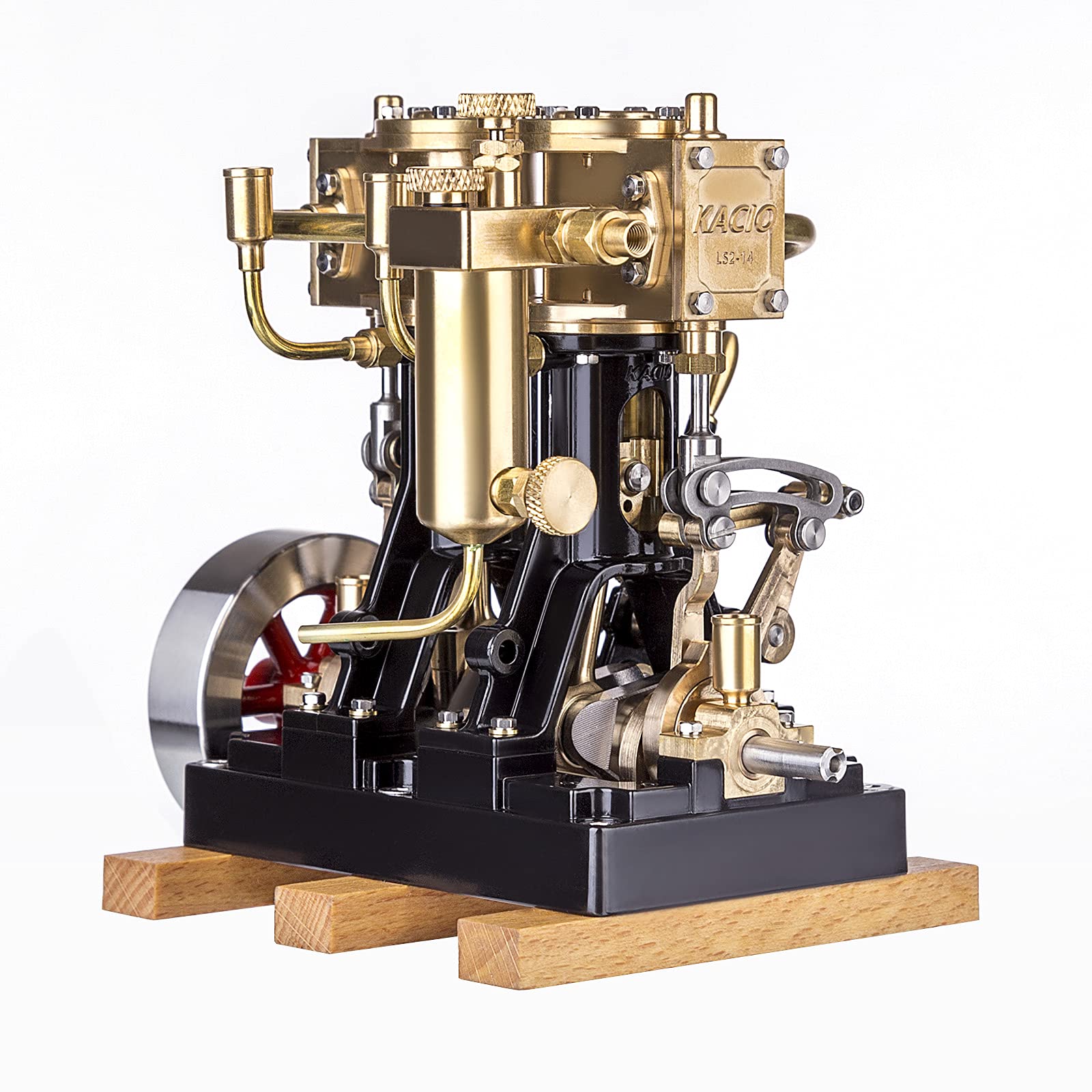 2 Cylinder Steam Engine Model, KACIO LS2-14 Reciprocating Steam Engine Model Mini Engine Kit Without Boiler for Steam Model Ships Above 80cm, Without Boiler - Image 4 thumbnail