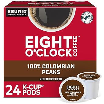 Eight OClock Coffee Colombian Peaks, Single-Serve Keurig K-Cup Pods, Medium Roast Coffee, 24 Count