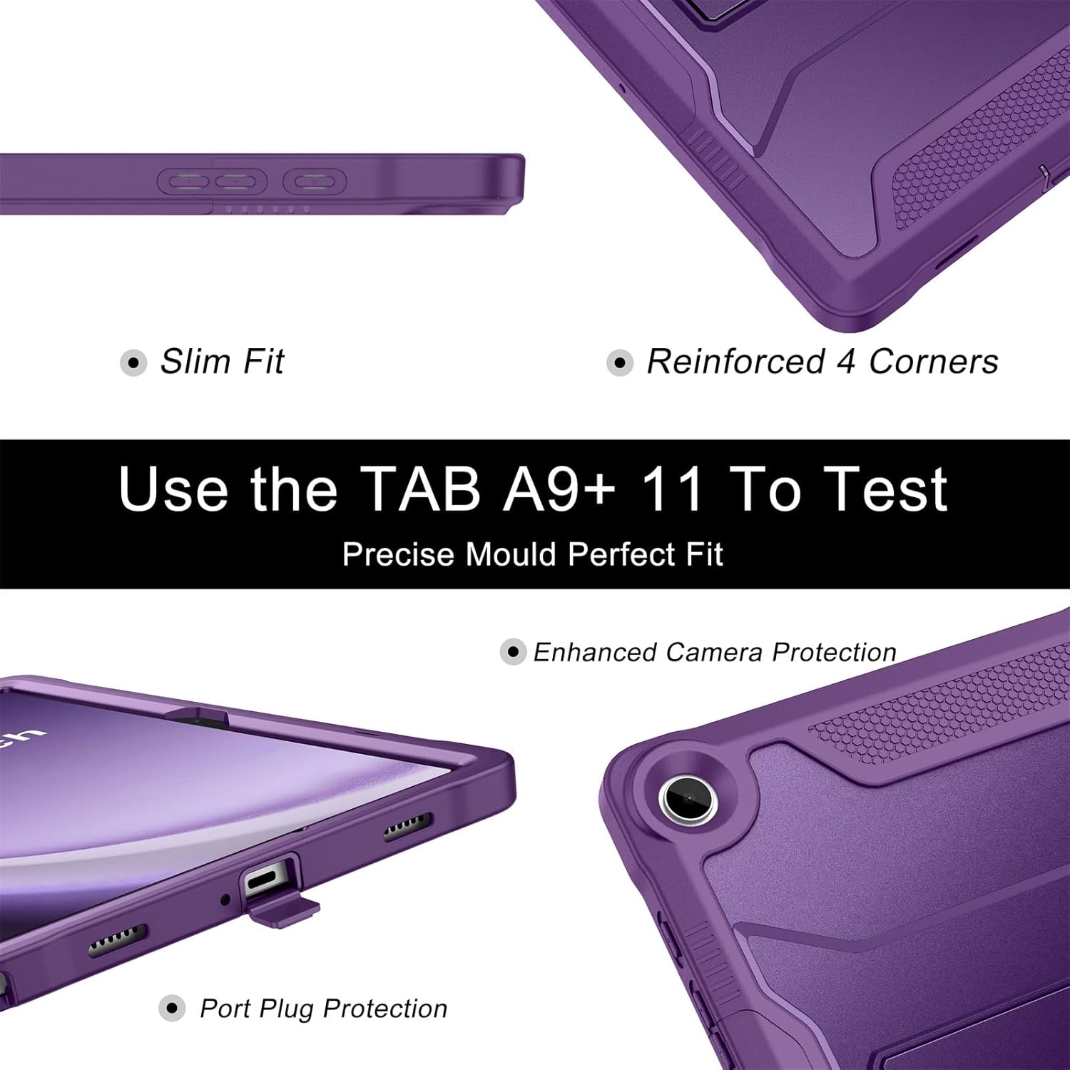 Soke Case for Samsung Galaxy Tab A9 Plus 2023, with Built-in Screen Protector and Kickstand, Rugged Full Body Protective Cover for Galaxy Tab A9+ 11 Inch Tablet [SM-X210/X216/X218],Purple