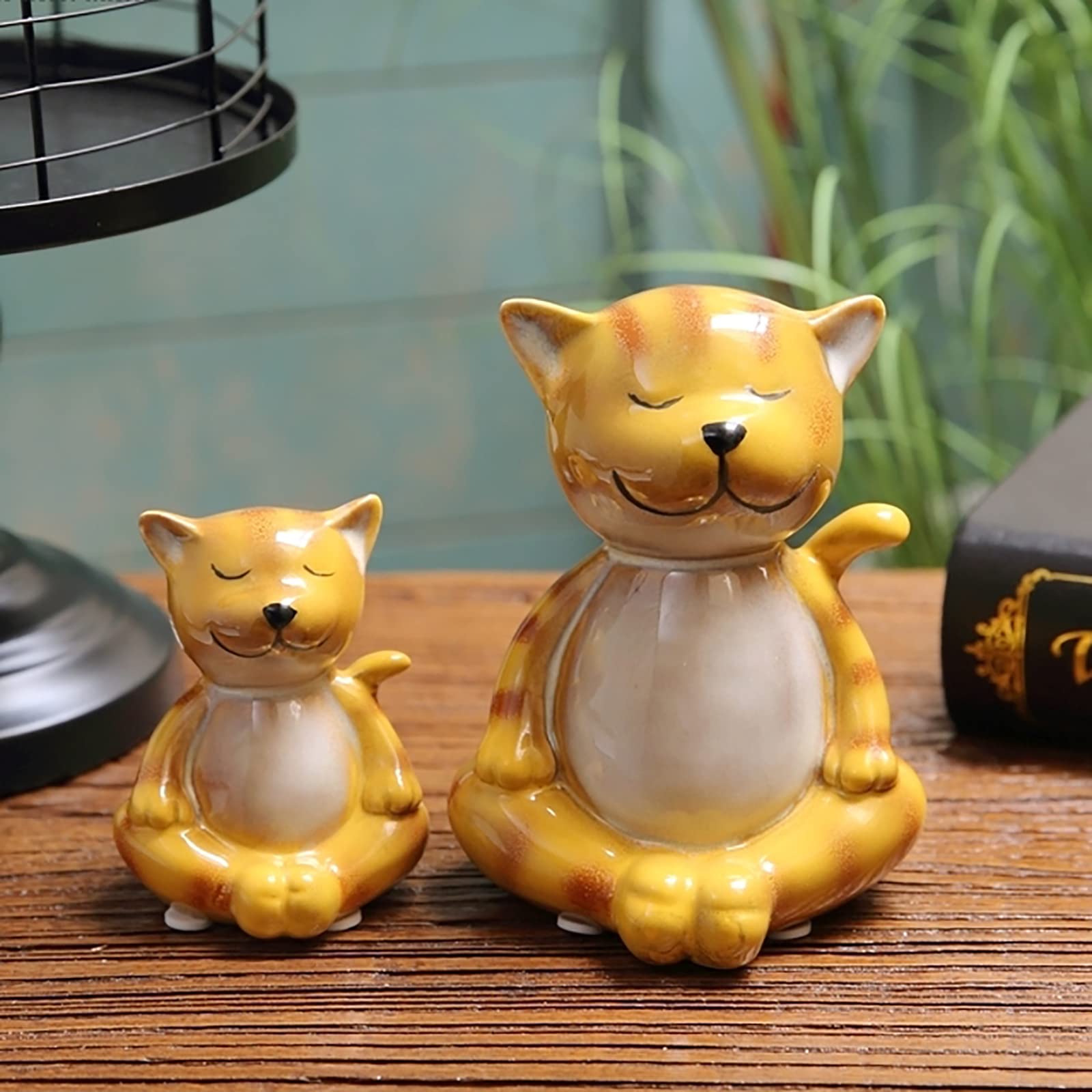 Chat de Méditation en Céramique pour Studio de Yoga et Décoration de Jardin