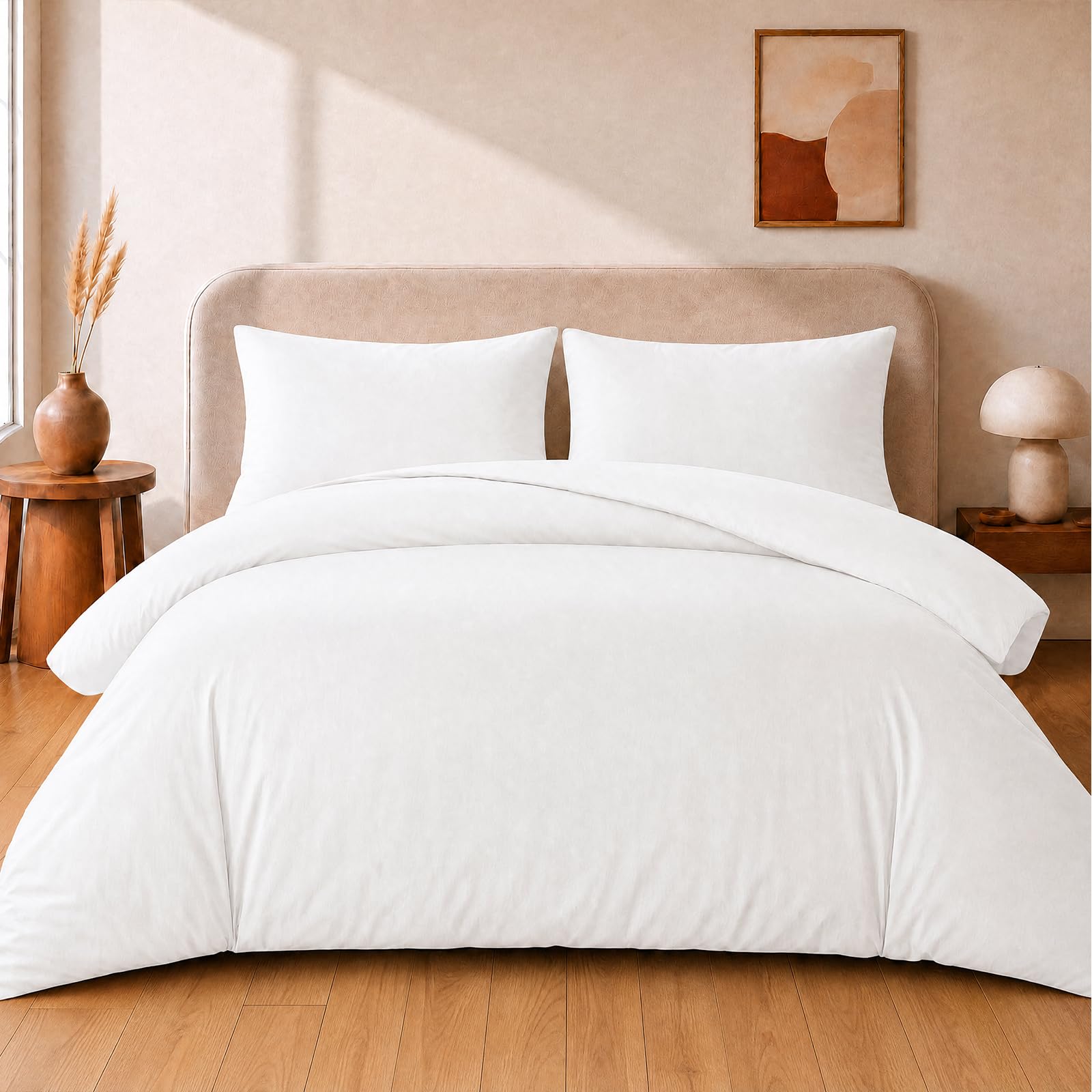VelvetMis Super King Size Duvet Cover Set - 3Pcs Bedding Bed Set White Superking Microfiber Quilt Cover With 2 Pillowcases 50x75cm