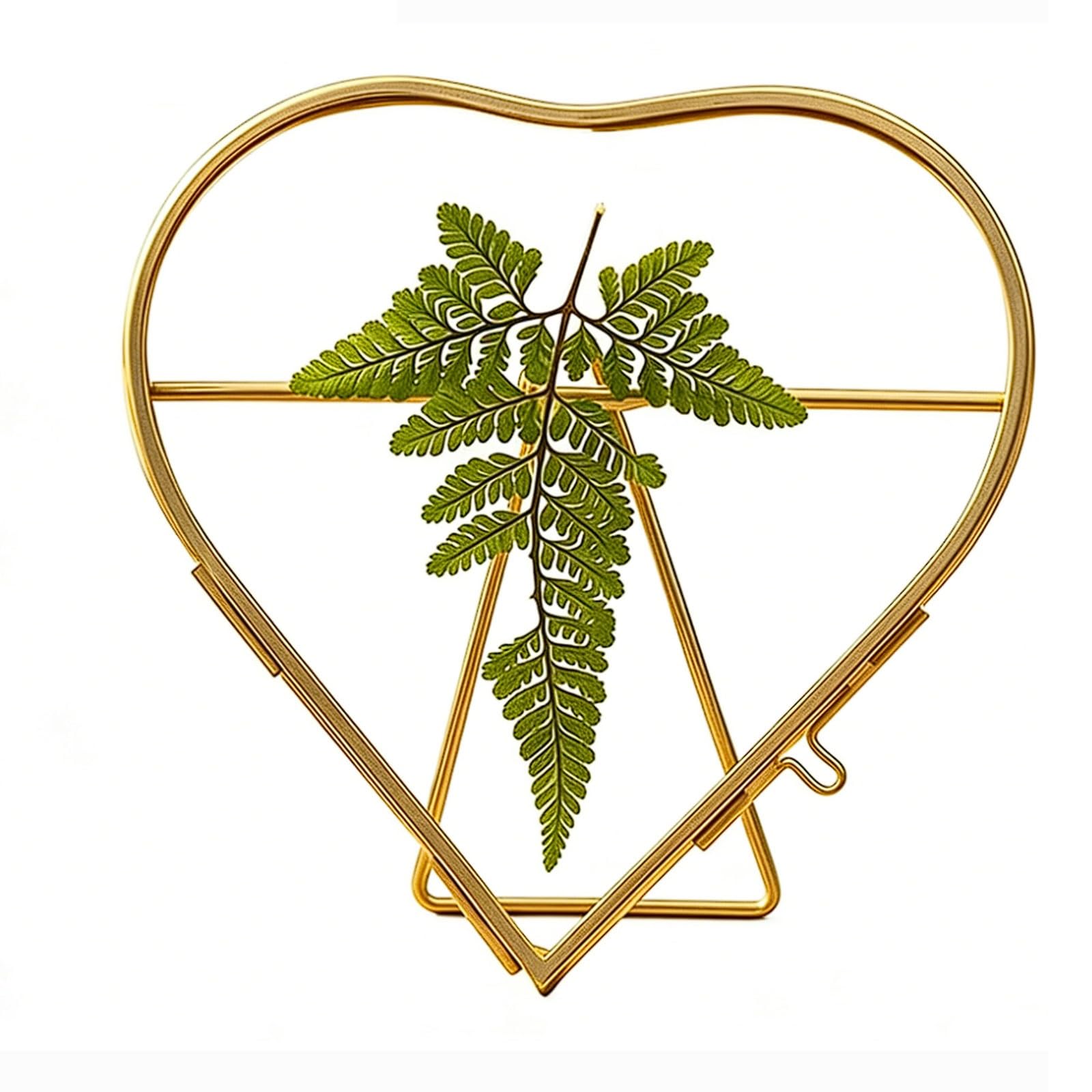 Heart-Shaped Brass Glass Hanging Frame for Displaying Plant Specimens and Dried Flowers, Small Decorative Item