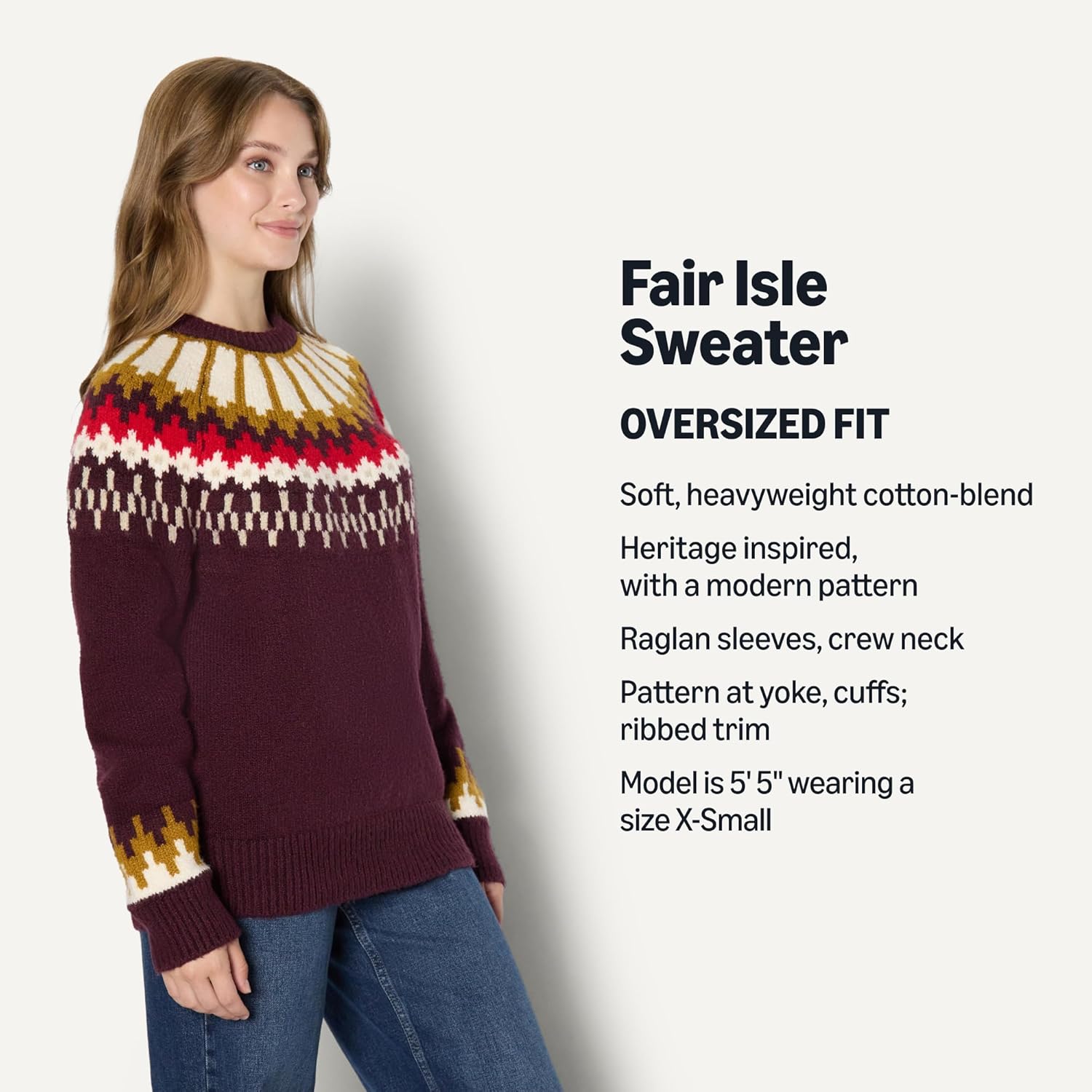 Amazon Essentials (Demi's Pick) Women's Oversized-Fit Fair Isle Crewneck Sweater - Image 4