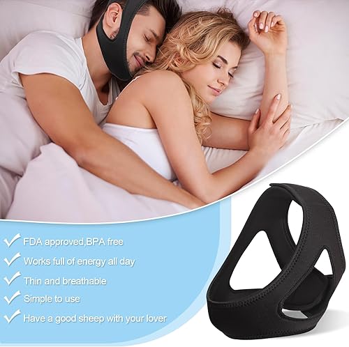Miniatura 7 de Correa de barbilla antironquidos para dejar de roncar para dormir, cinturón de soporte de mandíbula, solución de seguridad para hombres y mujeres