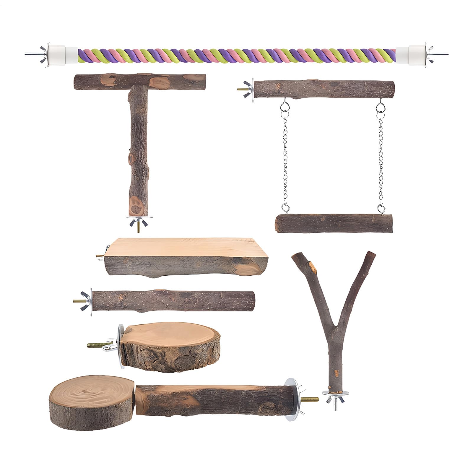 Perchoir pour oiseaux en bois naturel, accessoire d'escalade pour serins et canaris