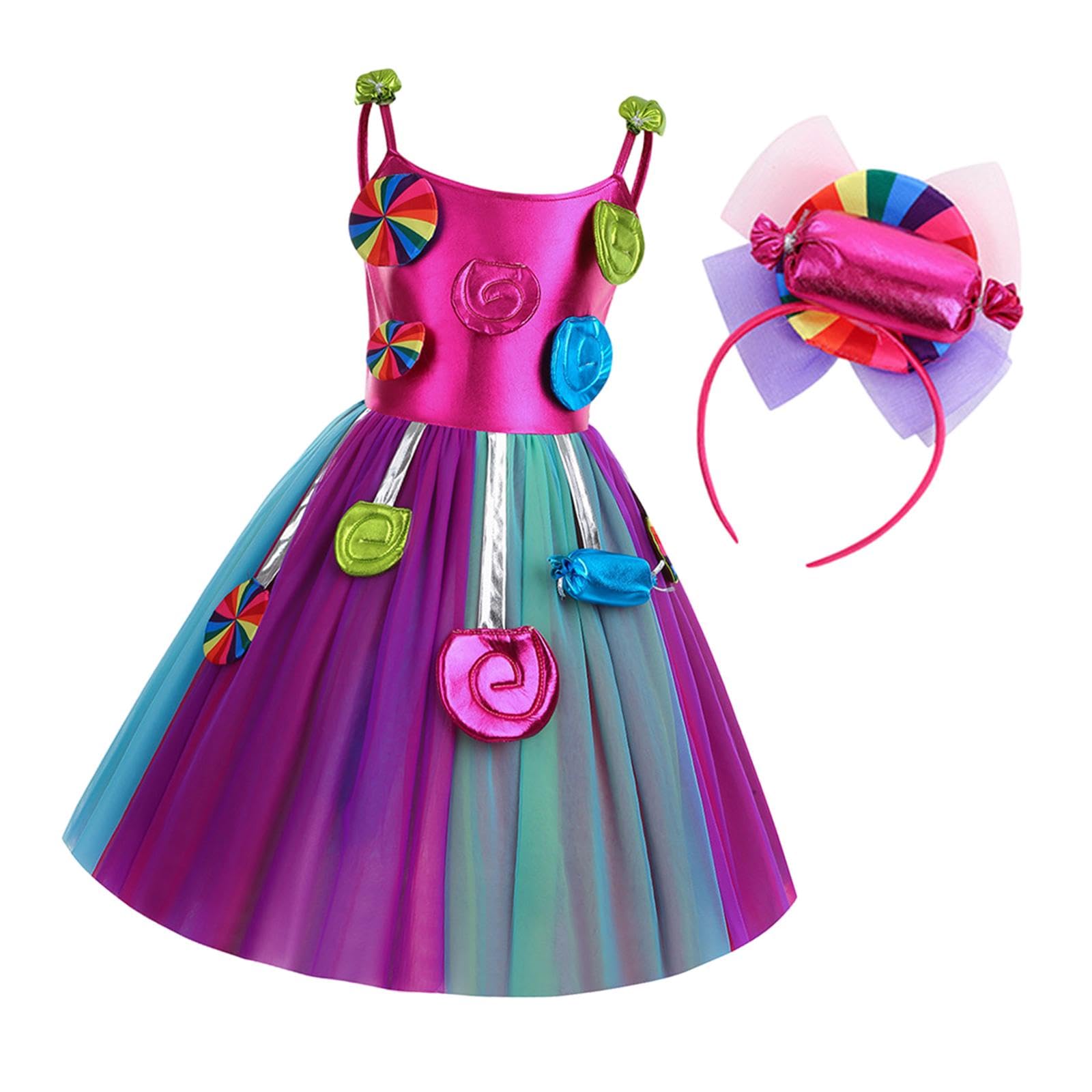 Colcolo Kleid Prinzessin Tüll Kostüm Kinder Mädchen Detailreiches Design mit Stirnband Polyester für Karneval Rollenspiel Fotoaufnahme, 140