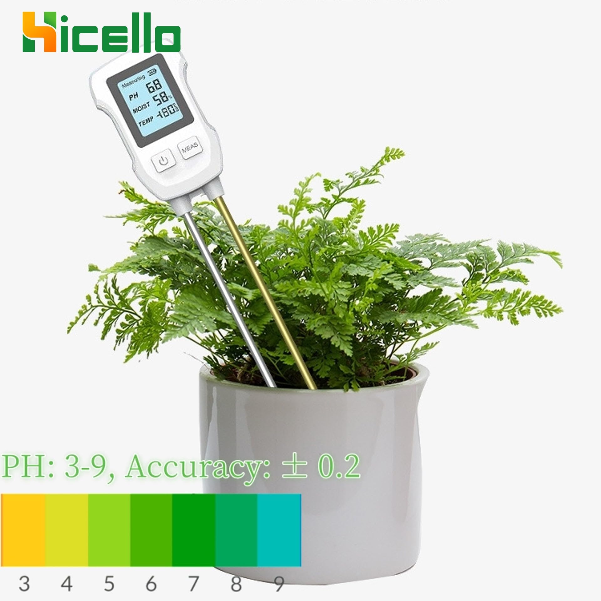 3-in-1 pH-Bodentestgerät, Säure-Basen-Bodentest für Pflanzen, Garten und Rasen