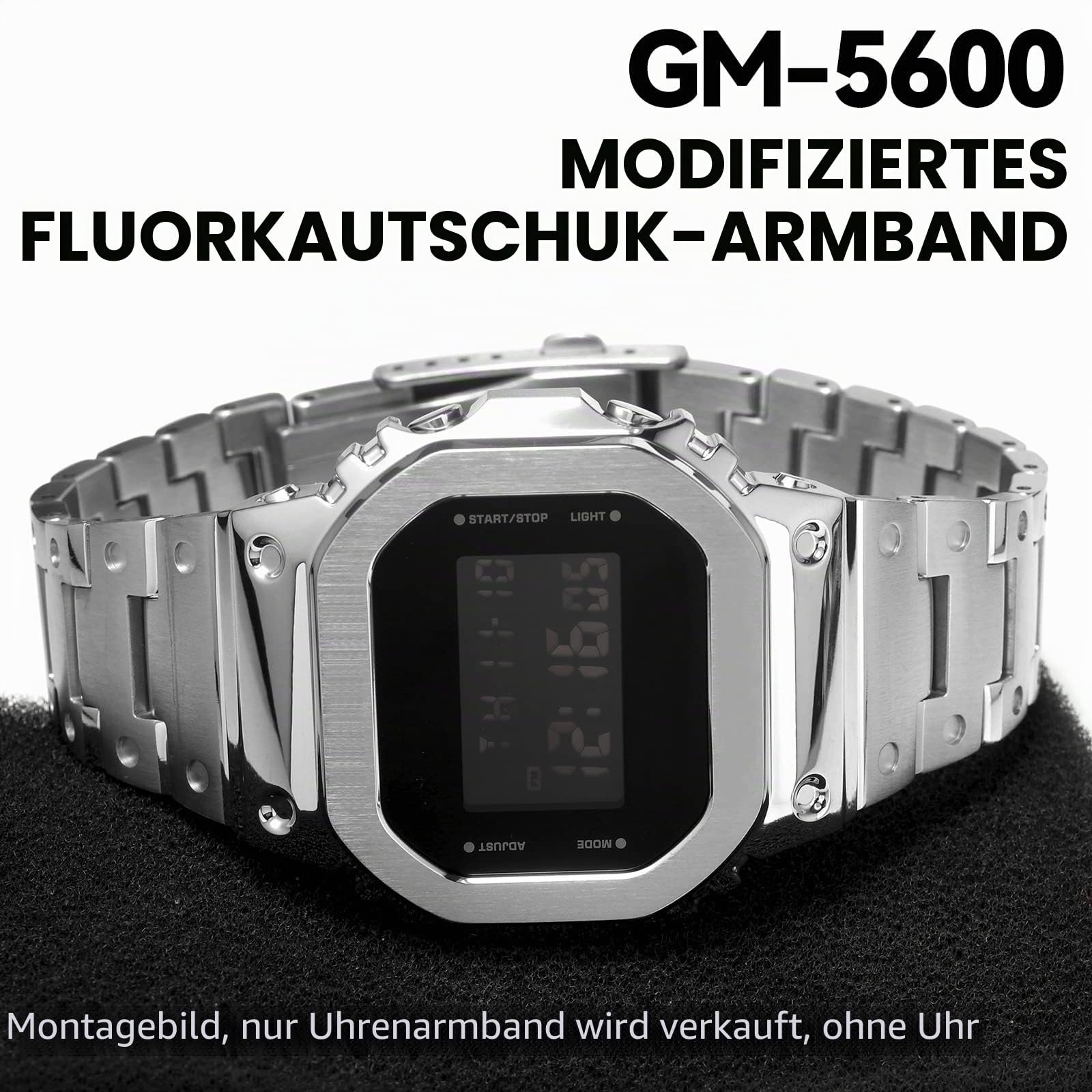 Uhrenarmband aus Metall für GM-5600 GM5600B für herren Kompatibel mit Casio für G-shock, Armbänder aus Edelstahl 316 mit Schnellspannfeder