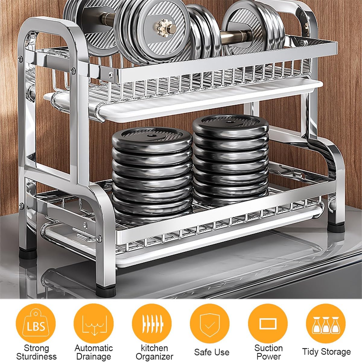 Multifonctionnel Égouttoir À Vaisselle, Étagères Rangement Cuisine Avec Planche Égouttoir Et Porte-Ustensiles, Grande Capacité Organisation Maison(A,33cm)