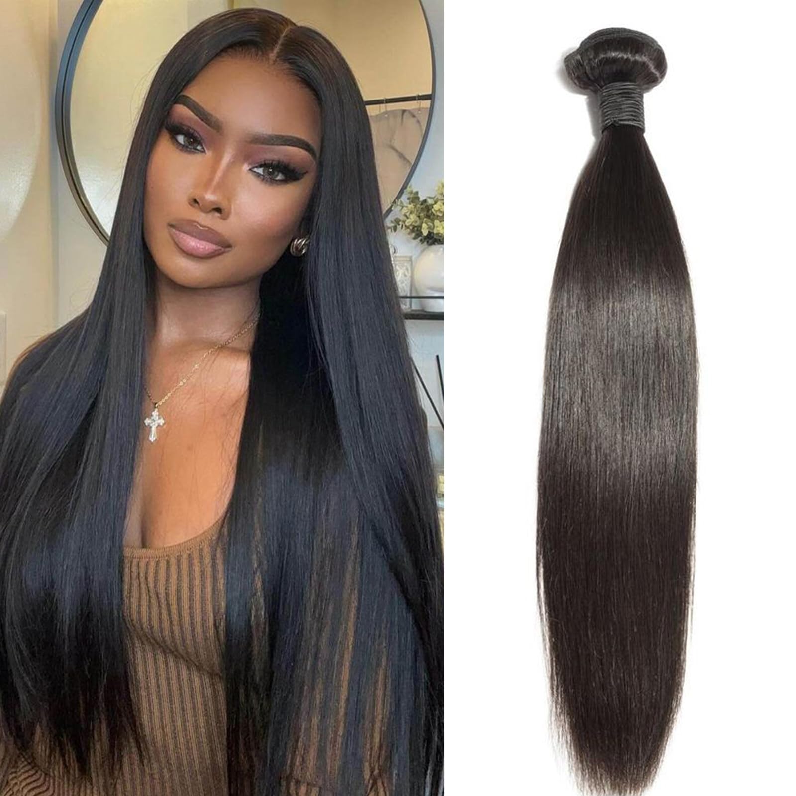 Straight Human Hair Bundle Brazilian Virgin HairSilky Straight 12A Grade Remy Unprocessed Human Hair Extenstion (10 inch)