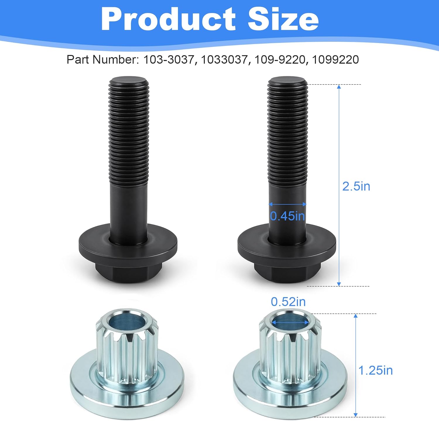 2 Set Spindle Blade Splined Bushings and Screws Bolts Kit 103-3037 109-9220 Compatible with Exmark Lawn Mower Lazer Z Zero-Turn E-Series, S-Series, X-Series