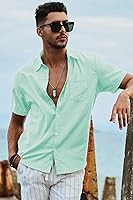 Vista 220 de JMIERR Camisas de vestir a rayas con botones y manga corta para hombre