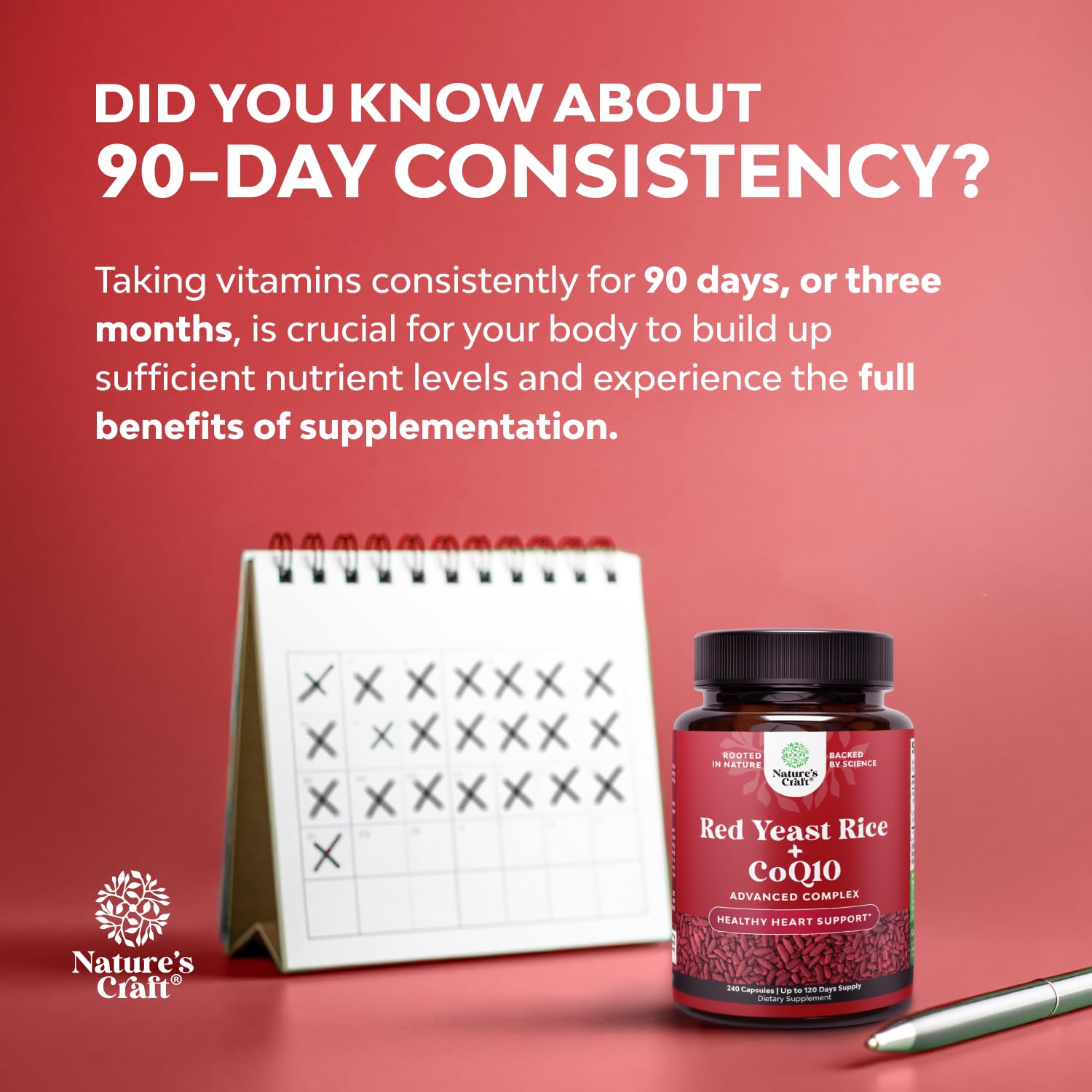 Red Yeast Rice with CoQ10 Supplement - Healthy Heart Support – 240 Ct — Amazon image 3