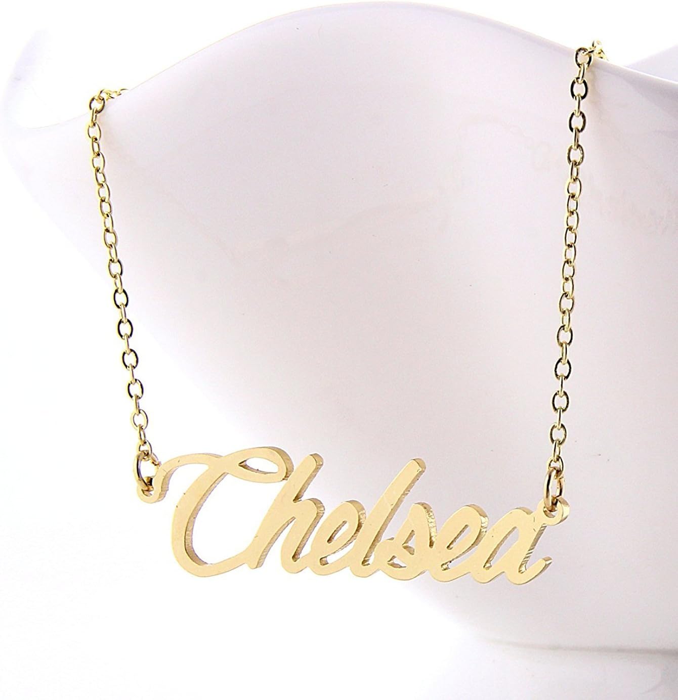 HUAN XUN 金色や銀色の特注名前入りネックレス イニシャルネックレス