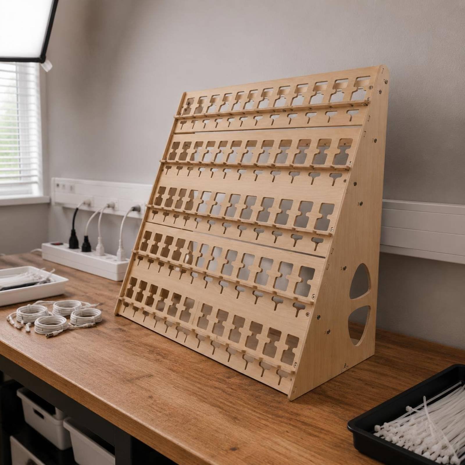 Soporte para Múltiples Dispositivos Soporte Organizador Base Estación de Teléfonos de Madera con Estructura Robusta Fácil de Adecuado para Tienda de, Estante De 2 Niveles Para 20 Unidades