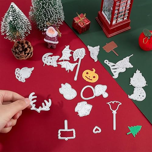 Vista 15 de INFUNLY 2 piezas de troqueles de corte de hada de metal para carritos de calabaza, estilo princesa, Halloween, plantilla en relieve para hacer